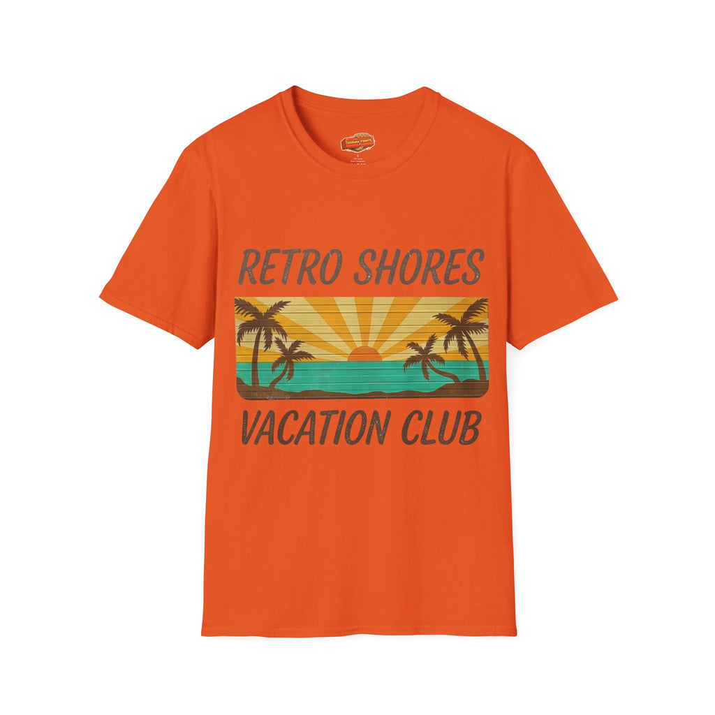 Retro Shores Vacation Club T-Shirt — Vintage Sunset Palms