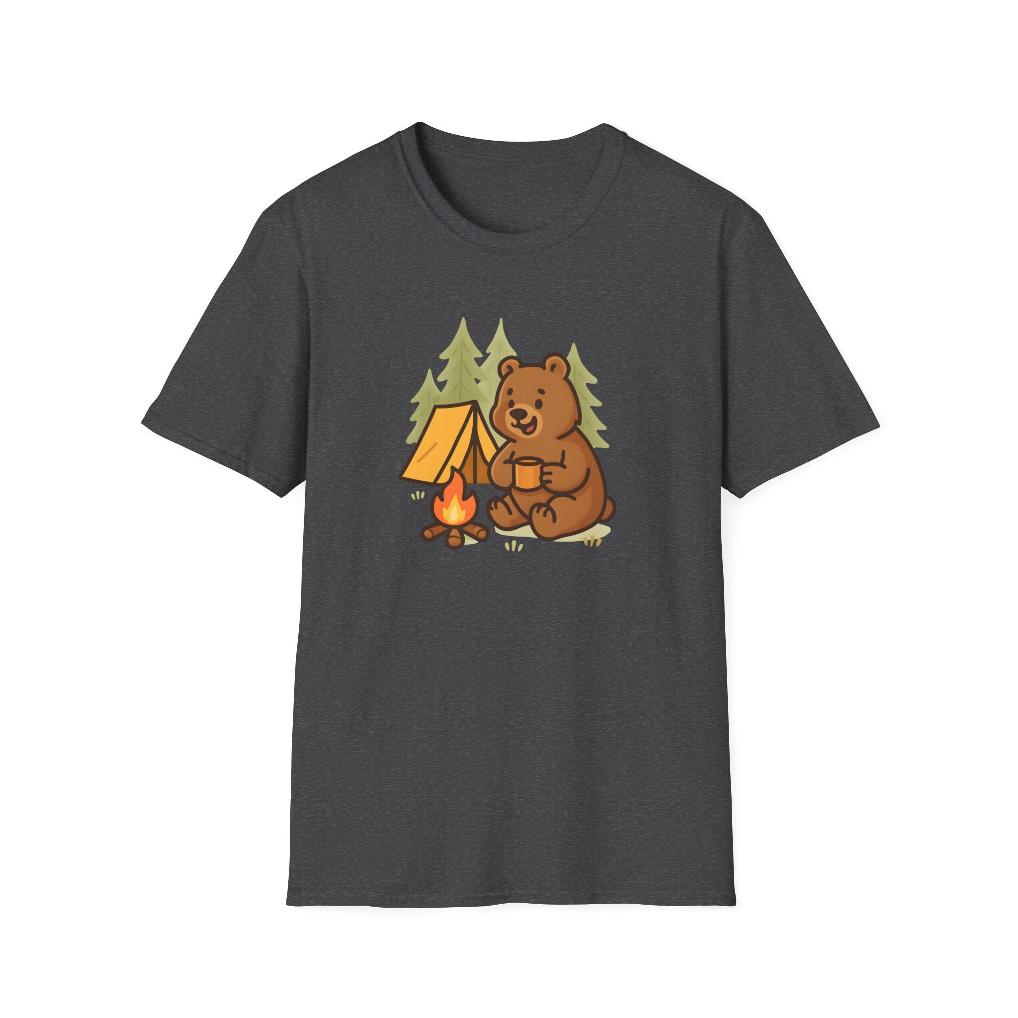 Camping Bear T-Shirt — Cute Campfire & Tent Graphic Tee