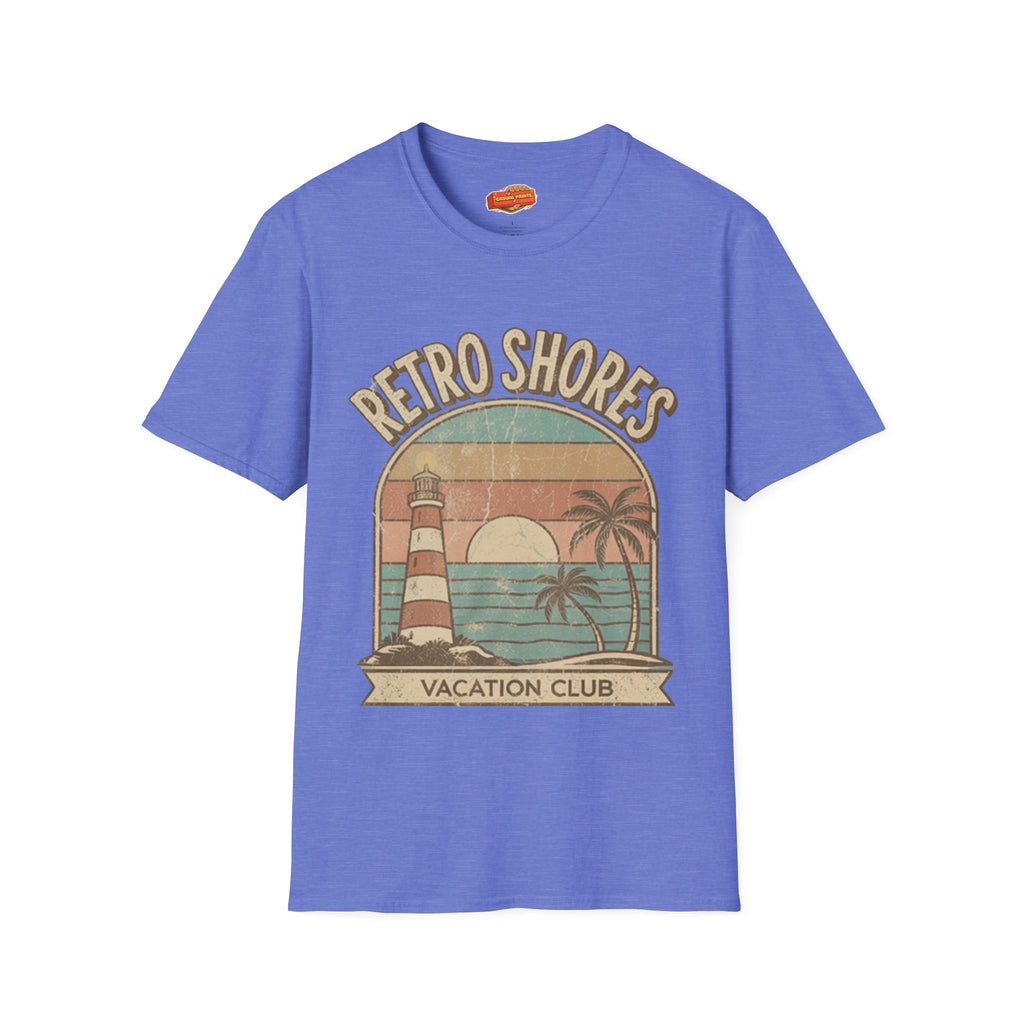 Retro Shores Vacation Club T-Shirt —Vintage Sunset Lighthouse