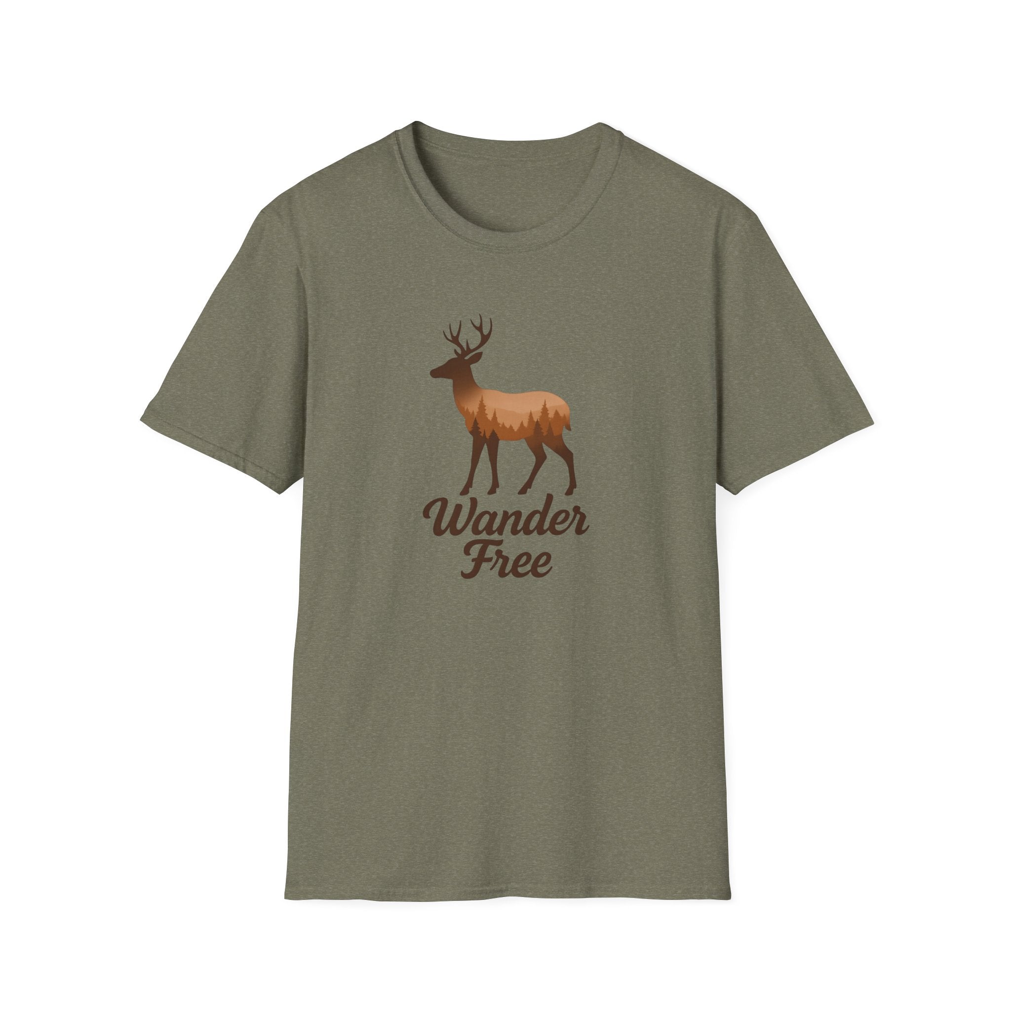 Wander Free Deer T-Shirt — Nature-Inspired Outdoor Graphic