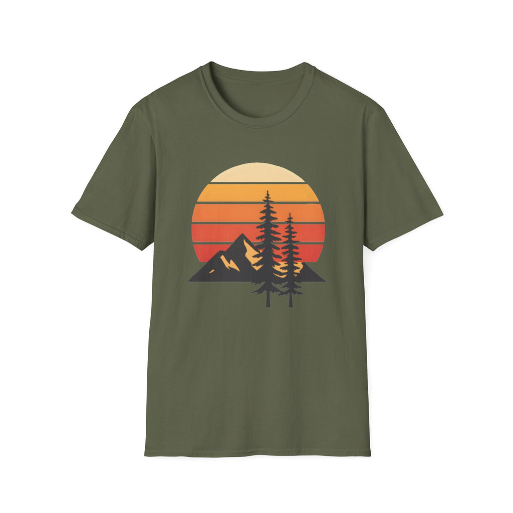 Sunset Mountain T-Shirt — Retro Forest Graphic