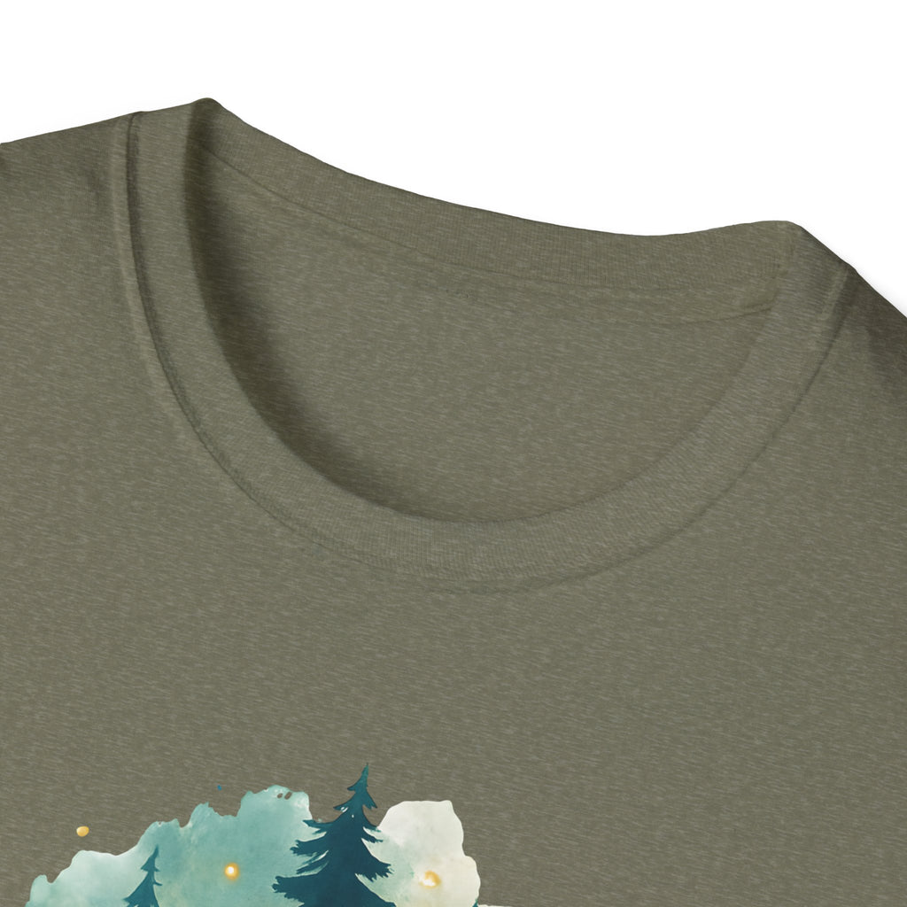 Forest Vibes Only T-Shirt — Watercolour Deer & Pine Trees