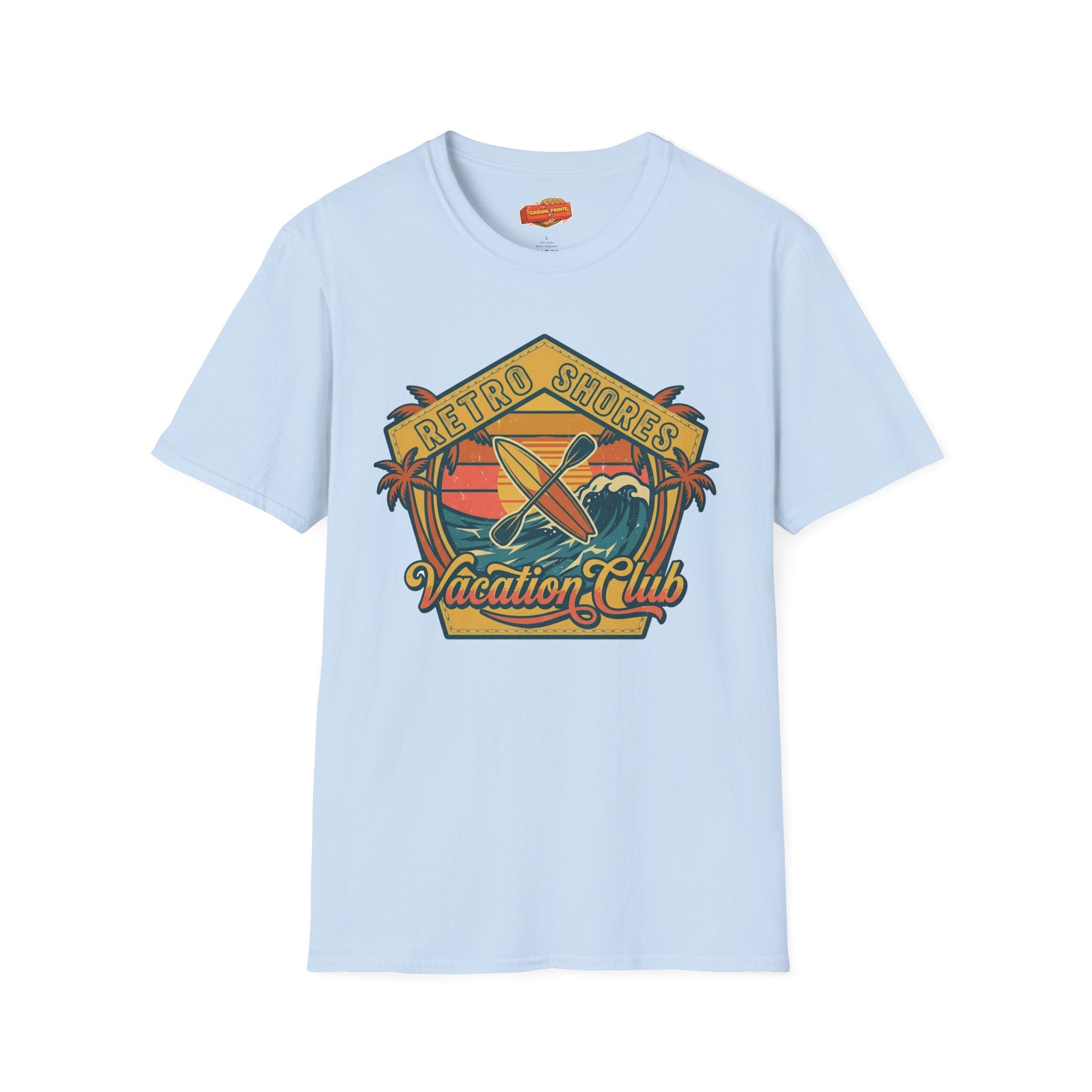 Retro Shores Surf T-Shirt — "Vacation Club" Vintage Beach Graphic