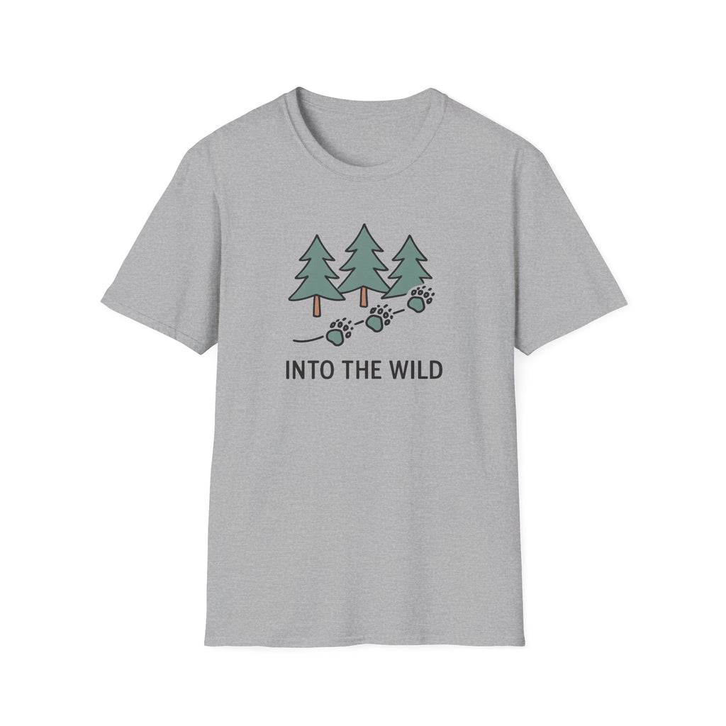 Into The Wild T-Shirt — Pine Trees & Paw Prints Outdoor