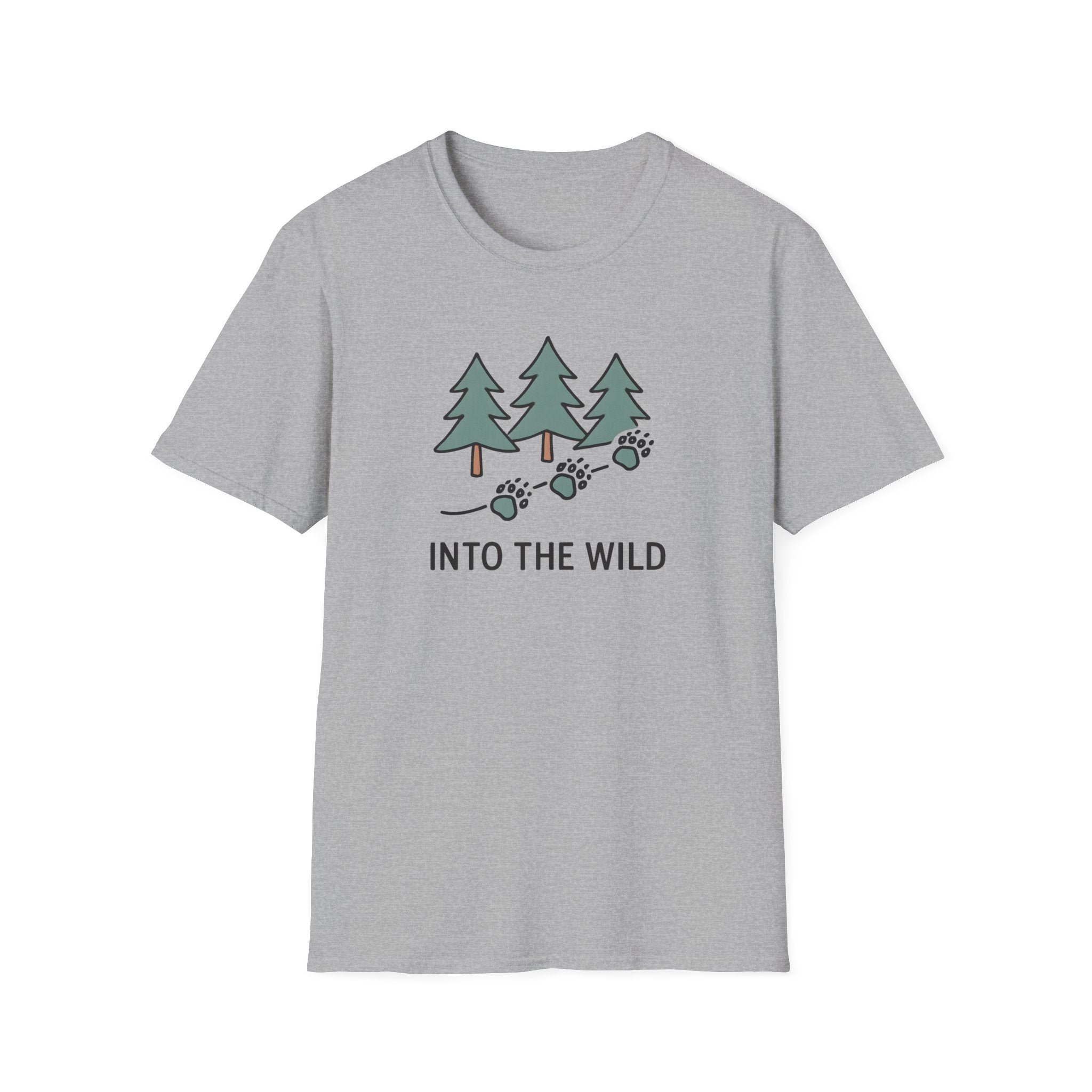 Into The Wild T-Shirt — Pine Trees & Paw Prints Outdoor