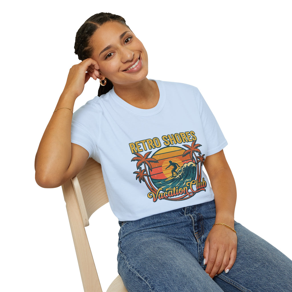 Retro Shores Vacation Club T-Shirt — Vintage Surf Badge