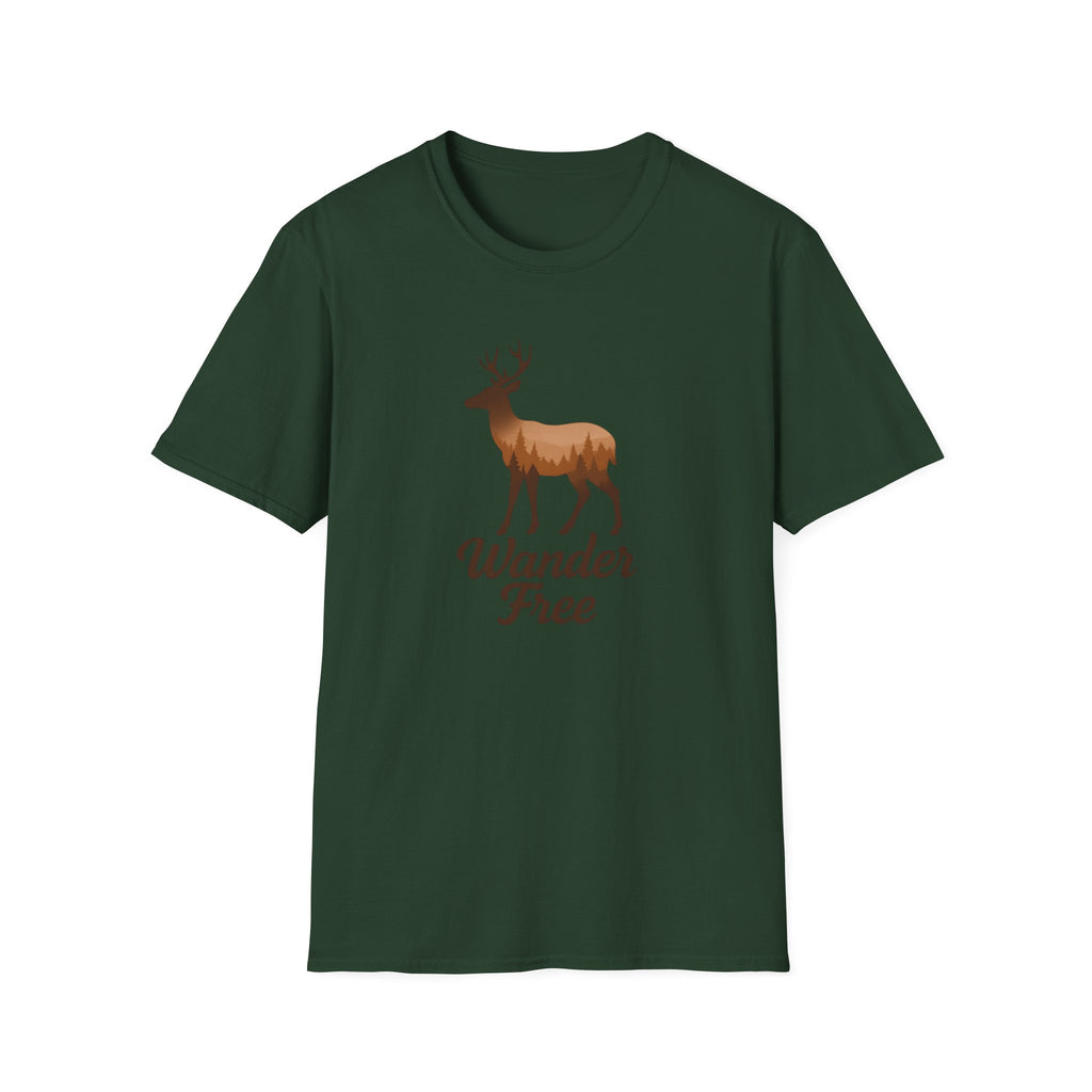 Wander Free Deer T-Shirt — Nature-Inspired Outdoor Graphic