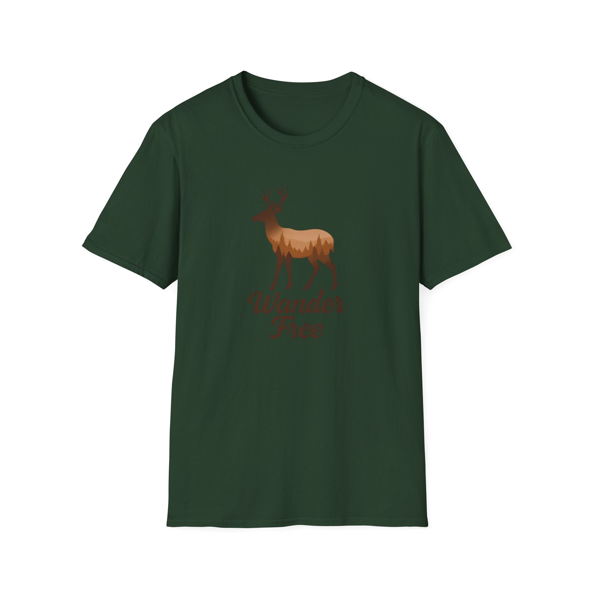 Wander Free Deer T-Shirt — Nature-Inspired Outdoor Graphic