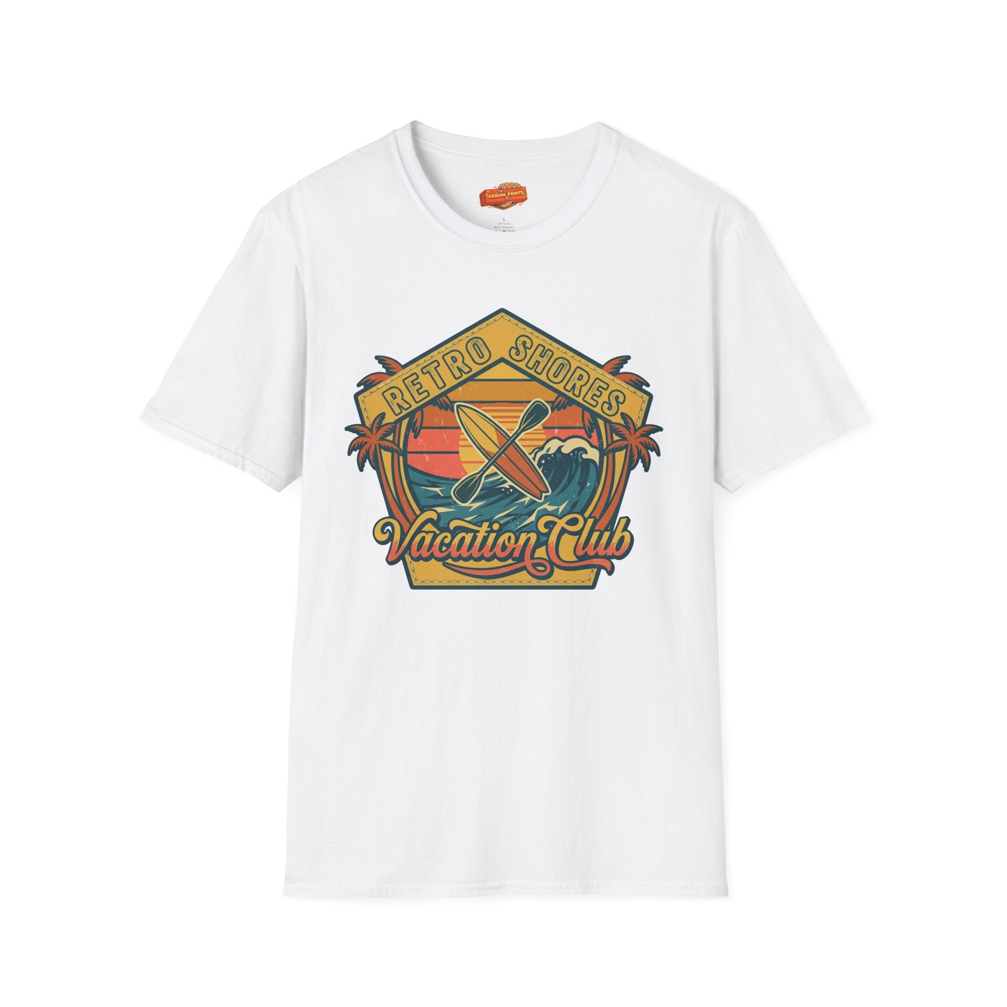 Retro Shores Surf T-Shirt — "Vacation Club" Vintage Beach Graphic
