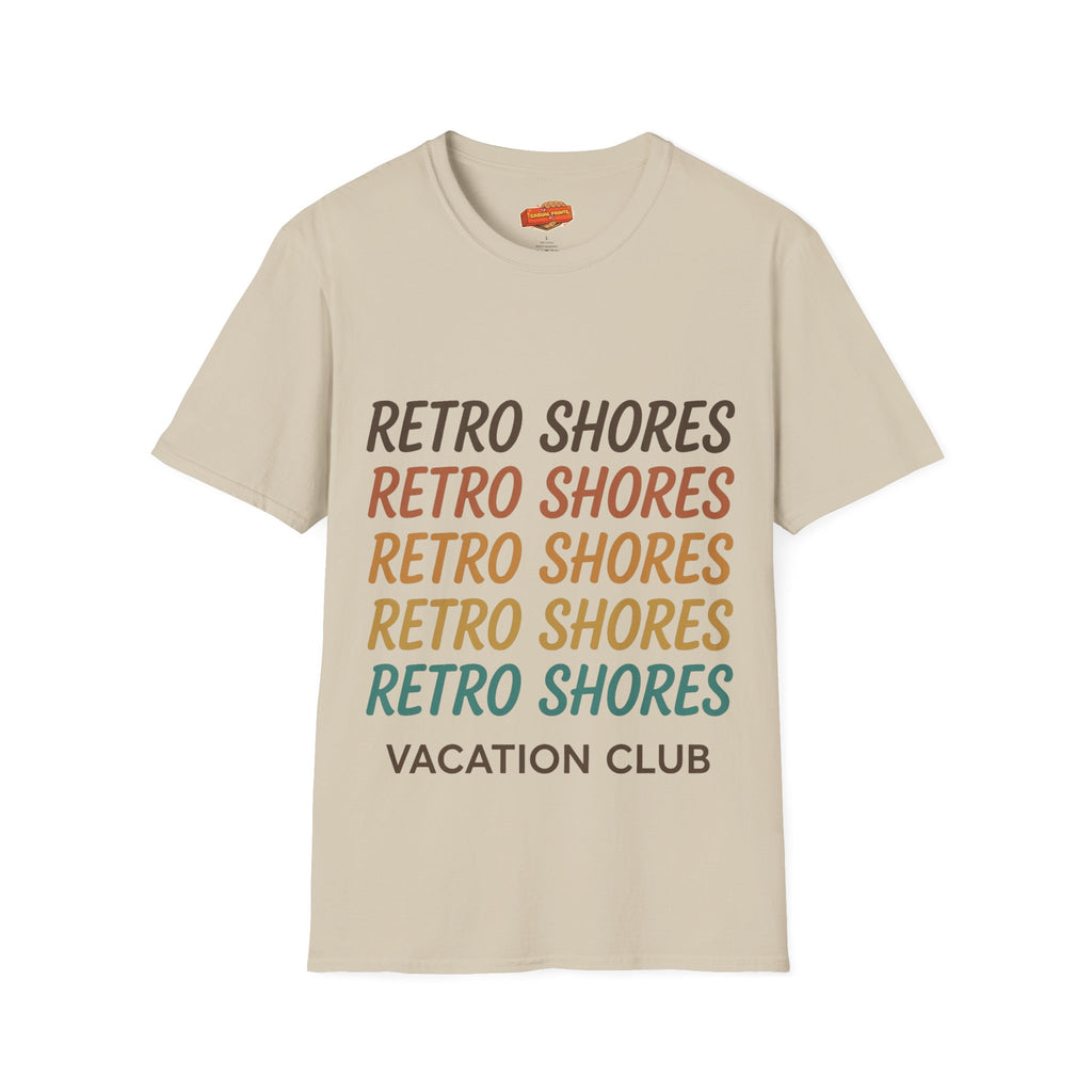 Retro Shores Vacation Club T-Shirt — Vintage Retro Graphic