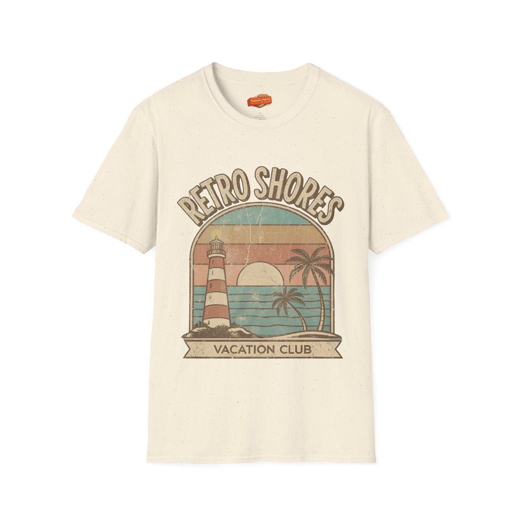 Retro Shores Vacation Club T-Shirt —Vintage Sunset Lighthouse