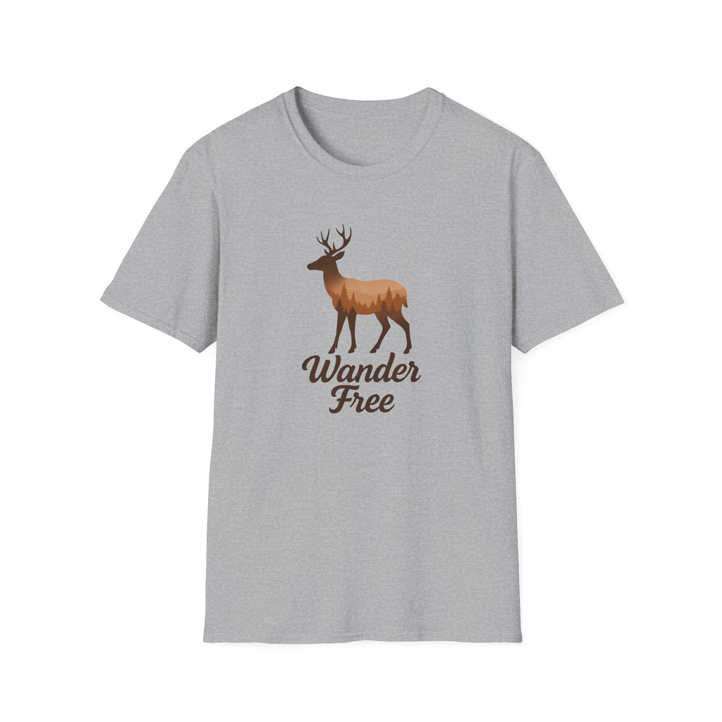 Wander Free Deer T-Shirt — Nature-Inspired Outdoor Graphic