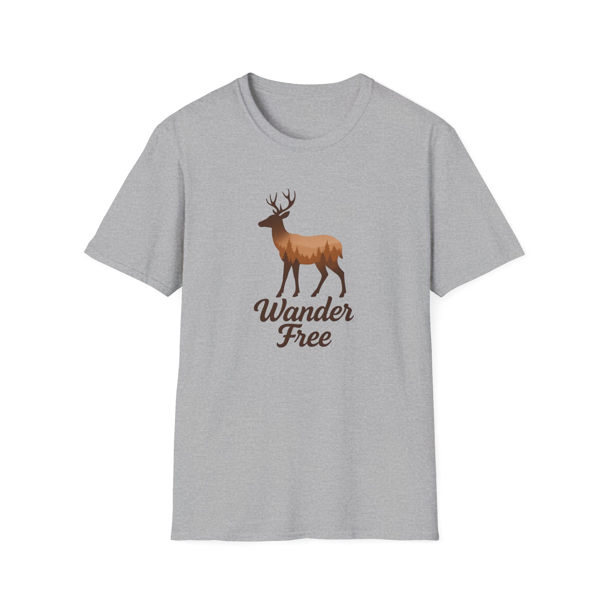 Wander Free Deer T-Shirt — Nature-Inspired Outdoor Graphic