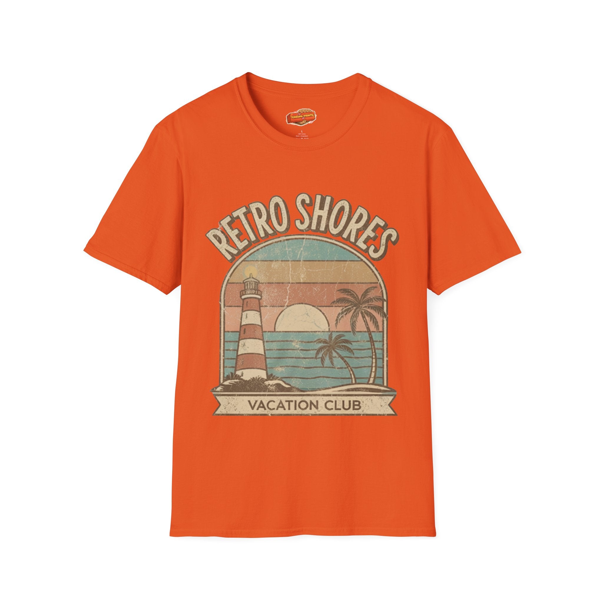 Retro Shores Vacation Club T-Shirt —Vintage Sunset Lighthouse