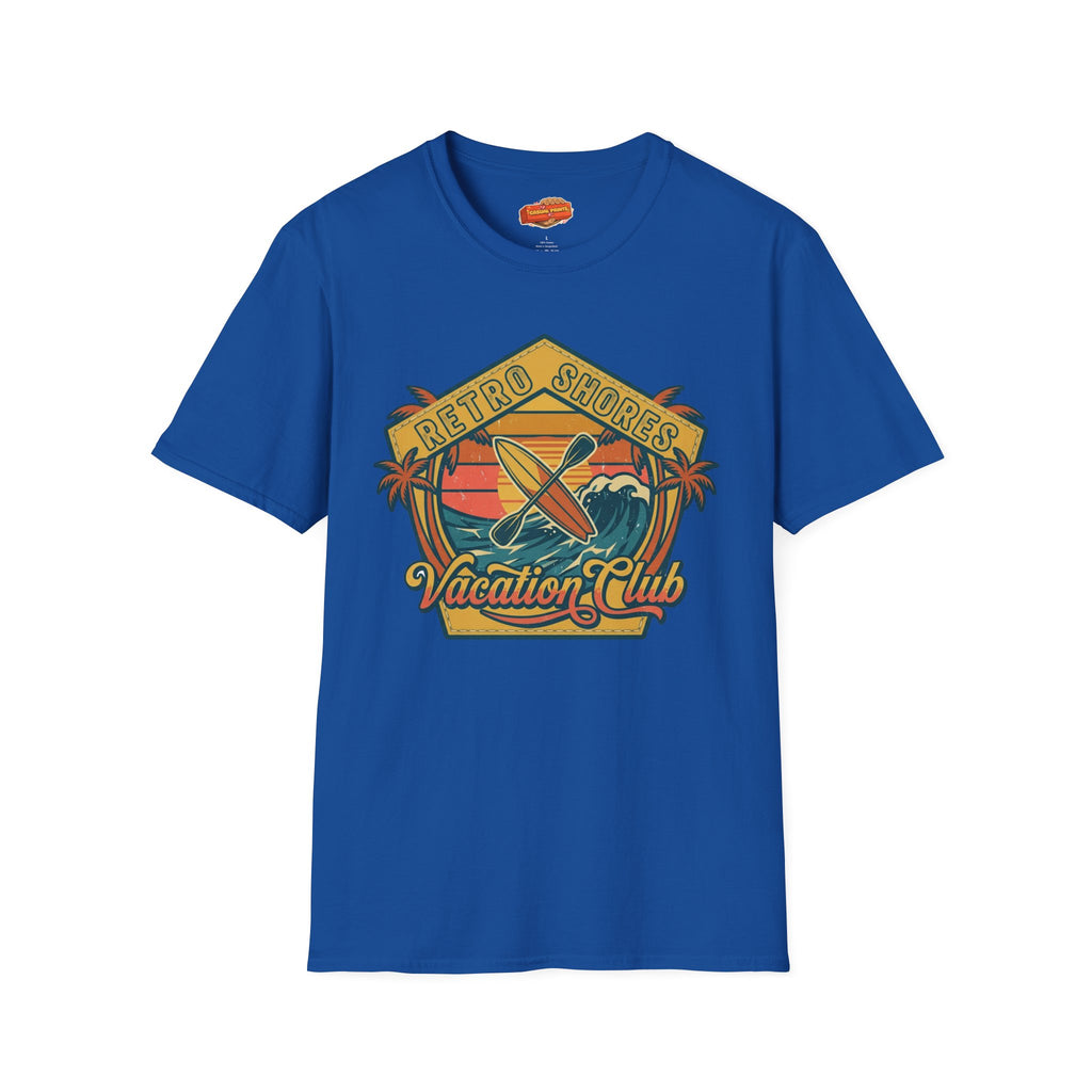 Retro Shores Surf T-Shirt — "Vacation Club" Vintage Beach Graphic