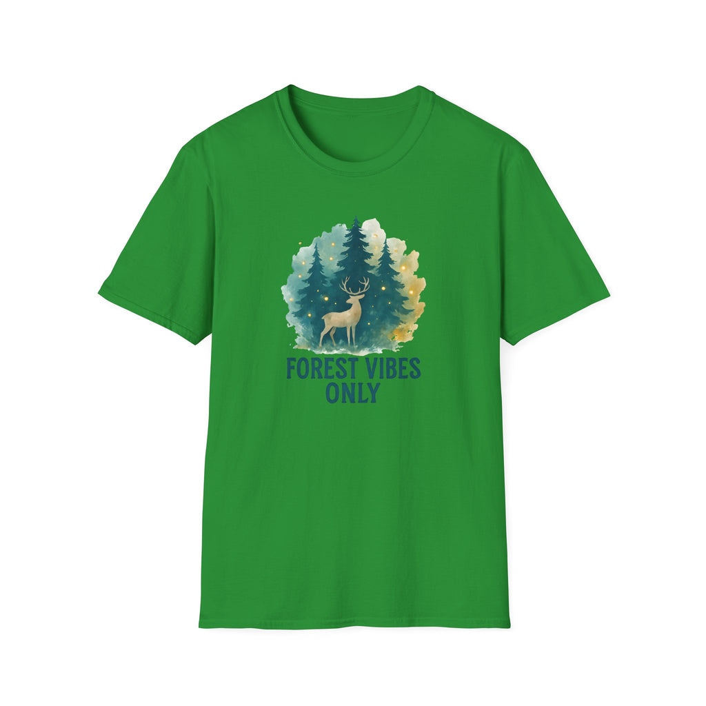 Forest Vibes Only T-Shirt — Watercolour Deer & Pine Trees