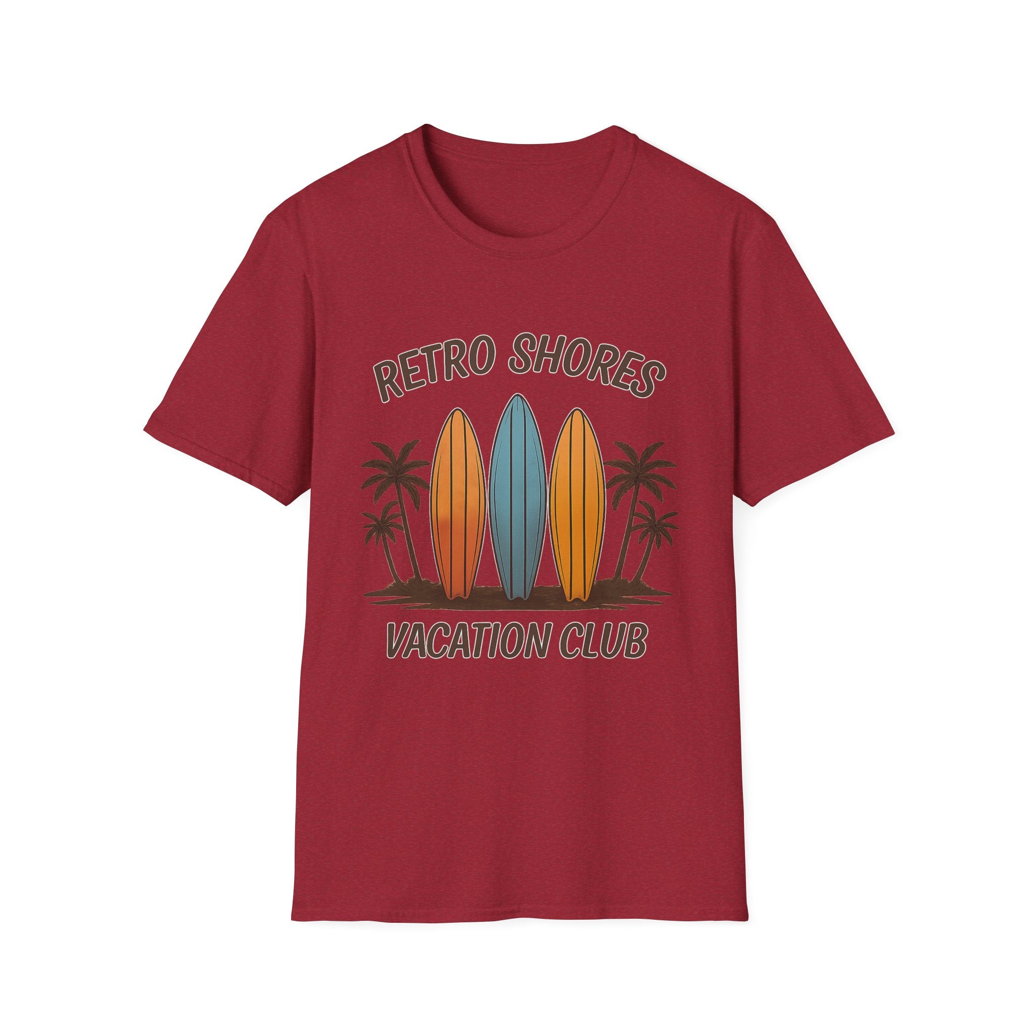 Retro Shores Vacation Club T-Shirt — Vintage Surfboard