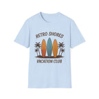 Retro Shores Vacation Club T-Shirt — Vintage Surfboard