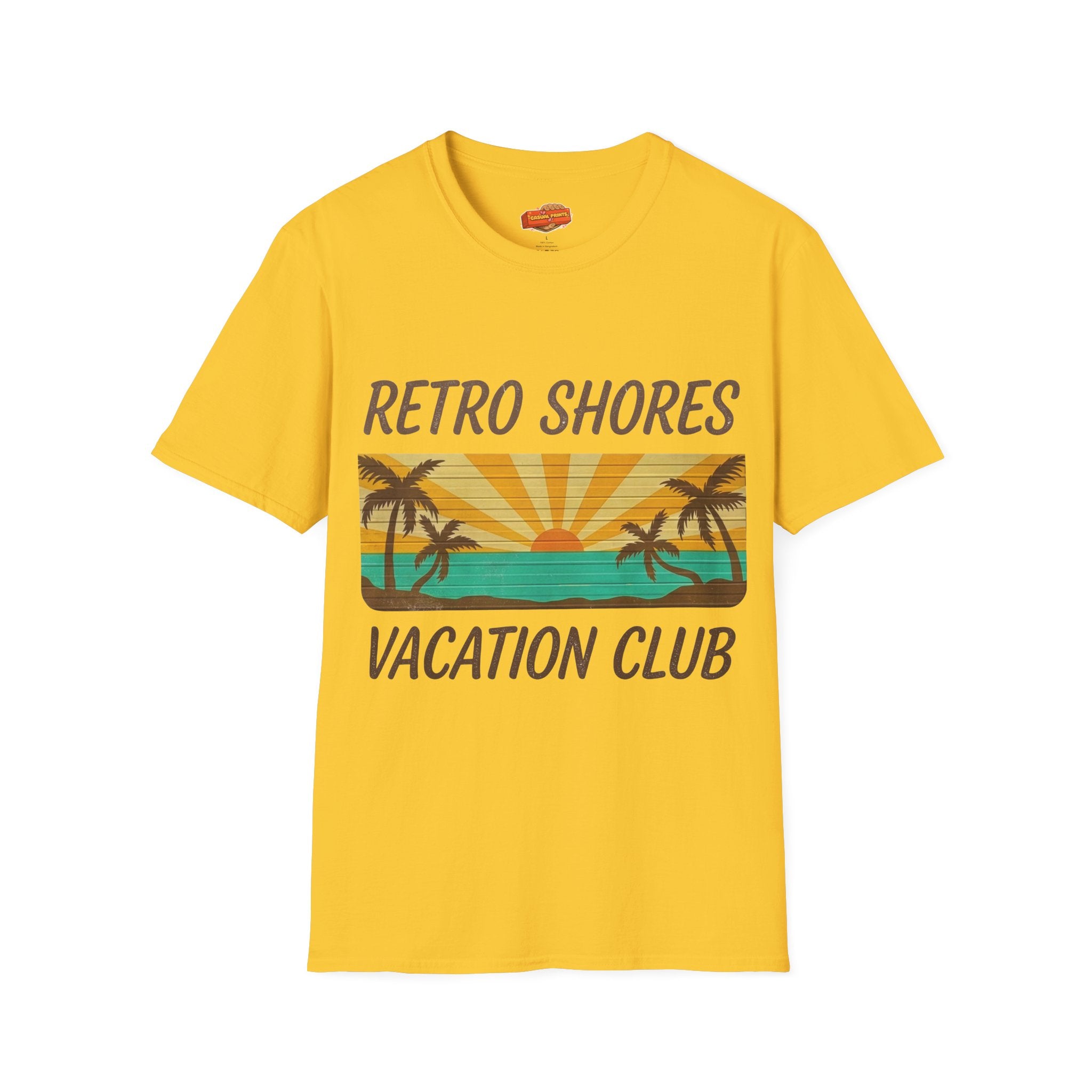Retro Shores Vacation Club T-Shirt — Vintage Sunset Palms