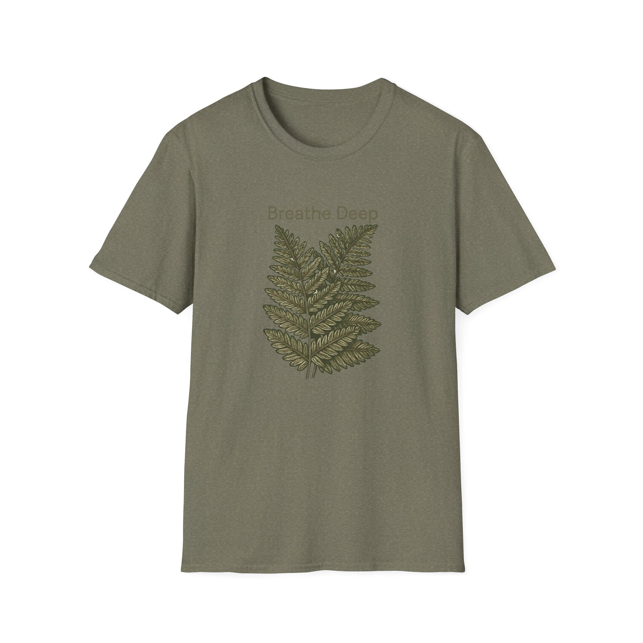 Breathe Deep Fern T-Shirt — Relaxing Botanical Graphic
