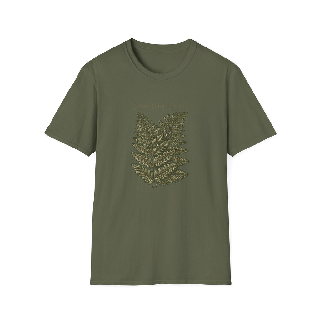 Breathe Deep Fern T-Shirt — Relaxing Botanical Graphic