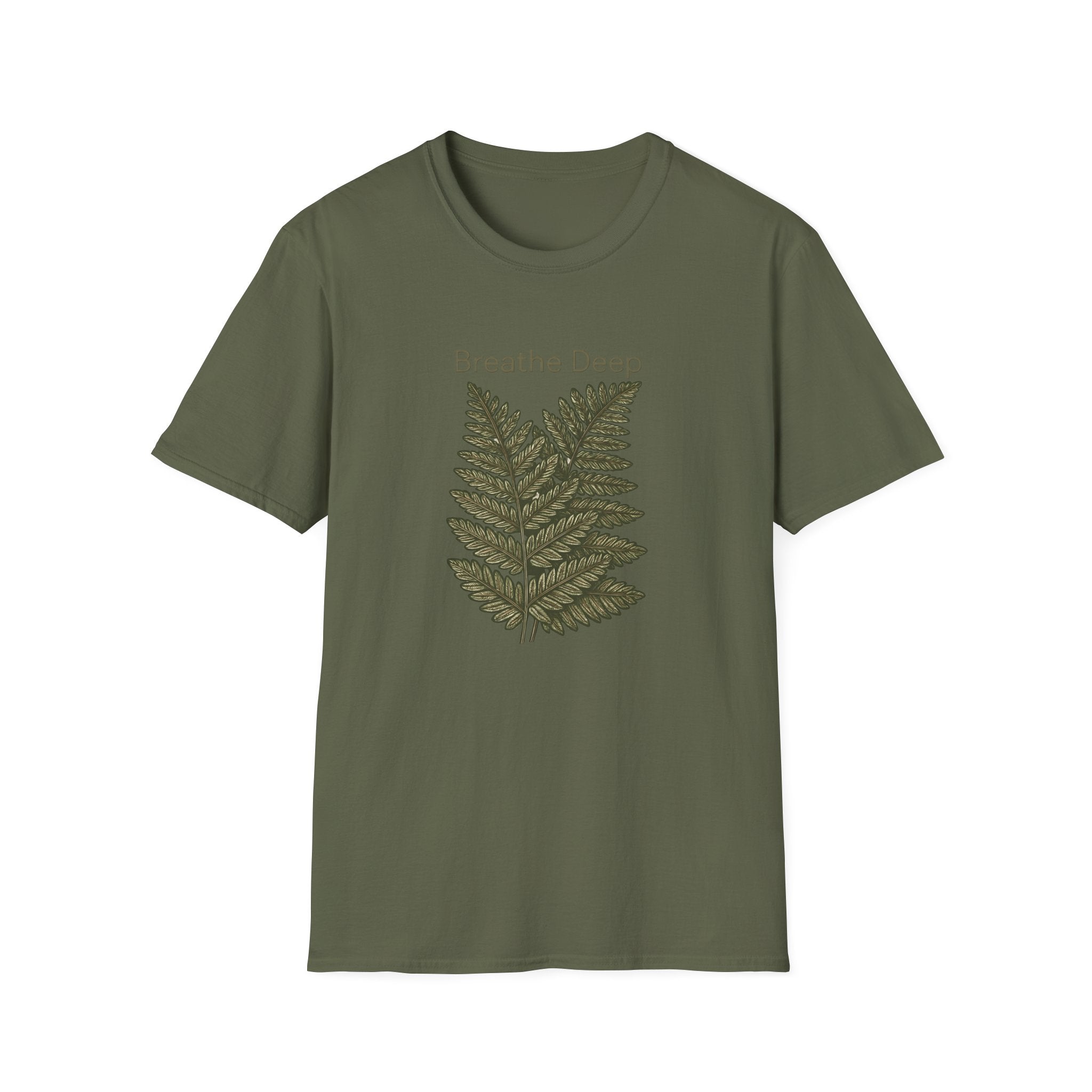 Breathe Deep Fern T-Shirt — Relaxing Botanical Graphic