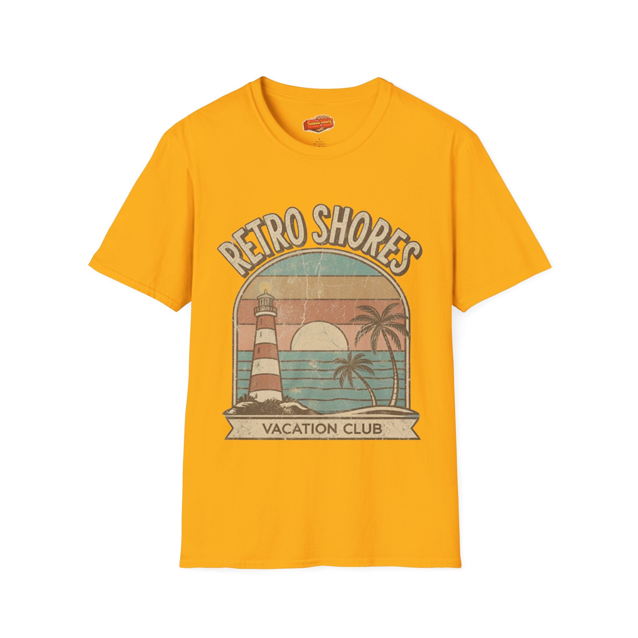 Retro Shores Vacation Club T-Shirt —Vintage Sunset Lighthouse