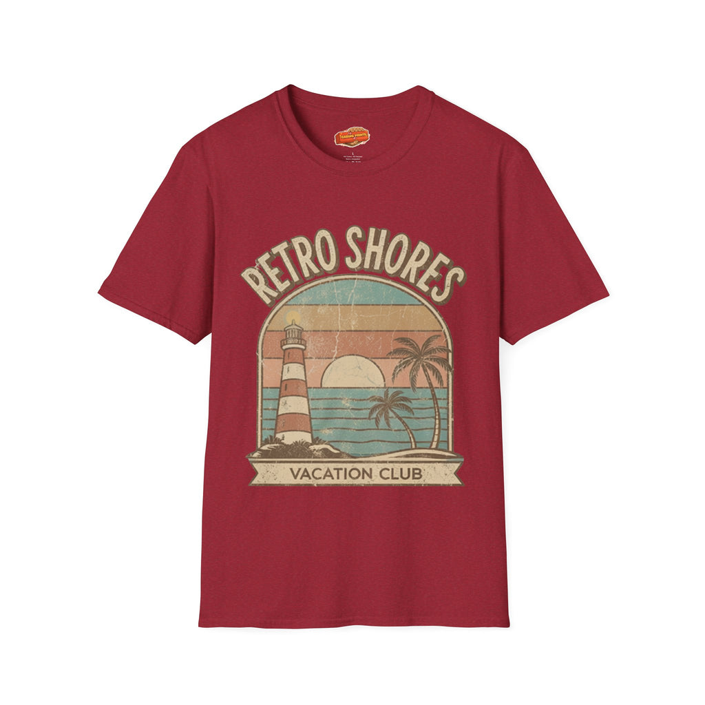 Retro Shores Vacation Club T-Shirt —Vintage Sunset Lighthouse