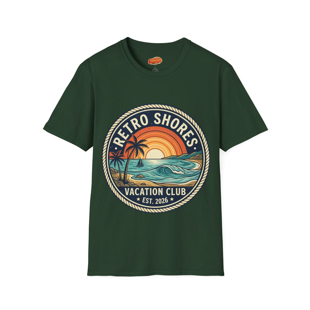 Retro Shores Vacation Club T-Shirt — Vintage Wave Badge