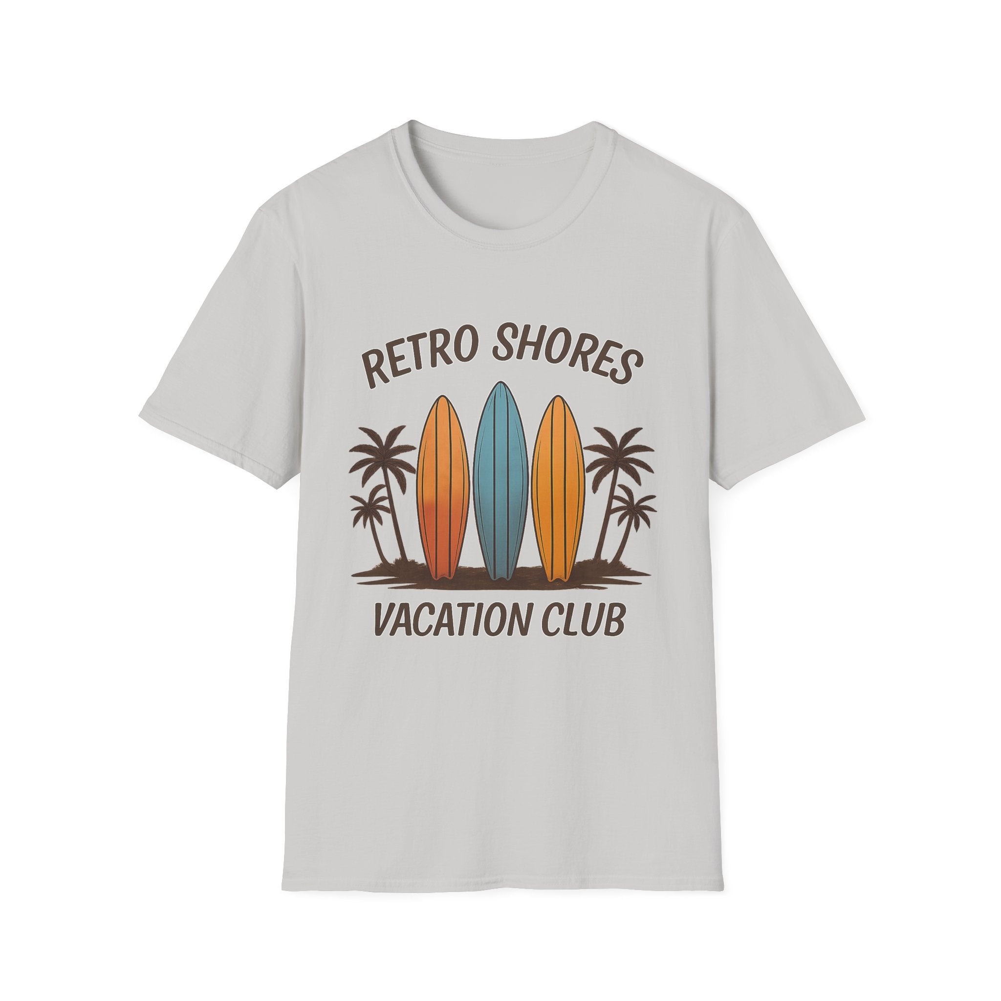 Retro Shores Vacation Club T-Shirt — Vintage Surfboard