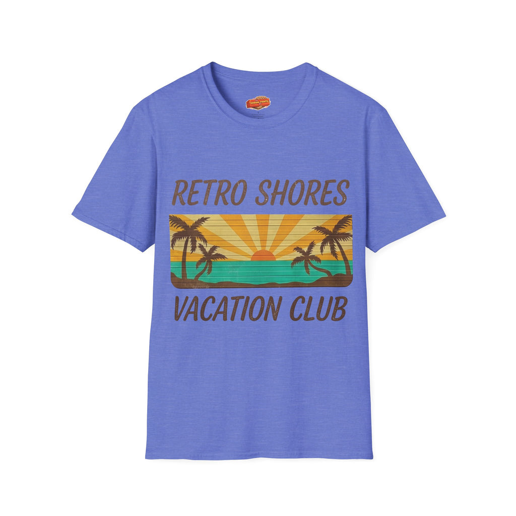 Retro Shores Vacation Club T-Shirt — Vintage Sunset Palms