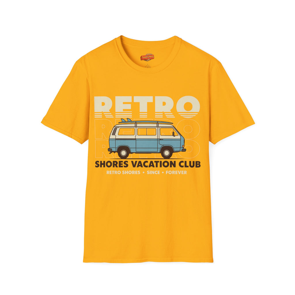 Retro Shores Vacation Club T-Shirt — Vintage Road Trip Van