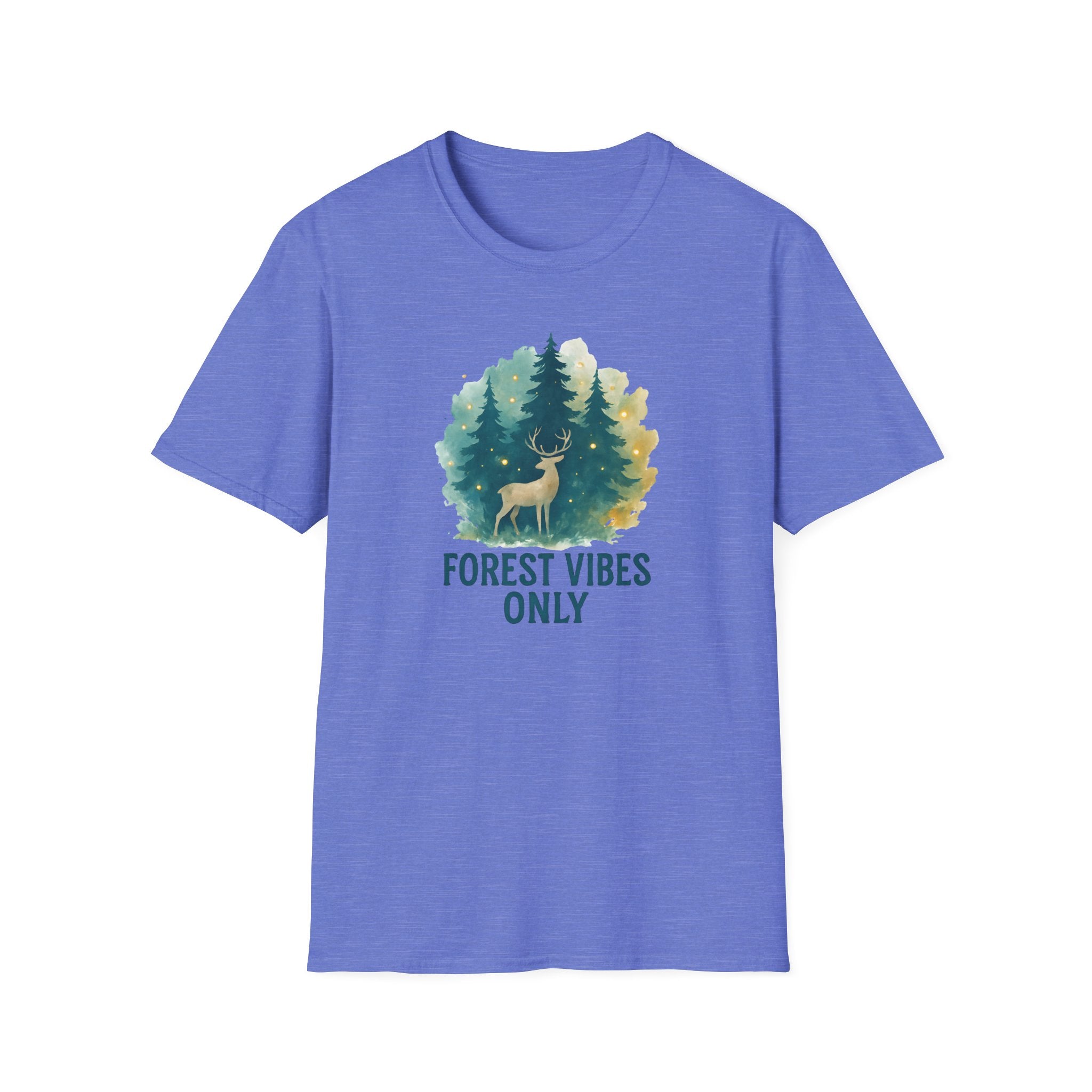 Forest Vibes Only T-Shirt — Watercolour Deer & Pine Trees