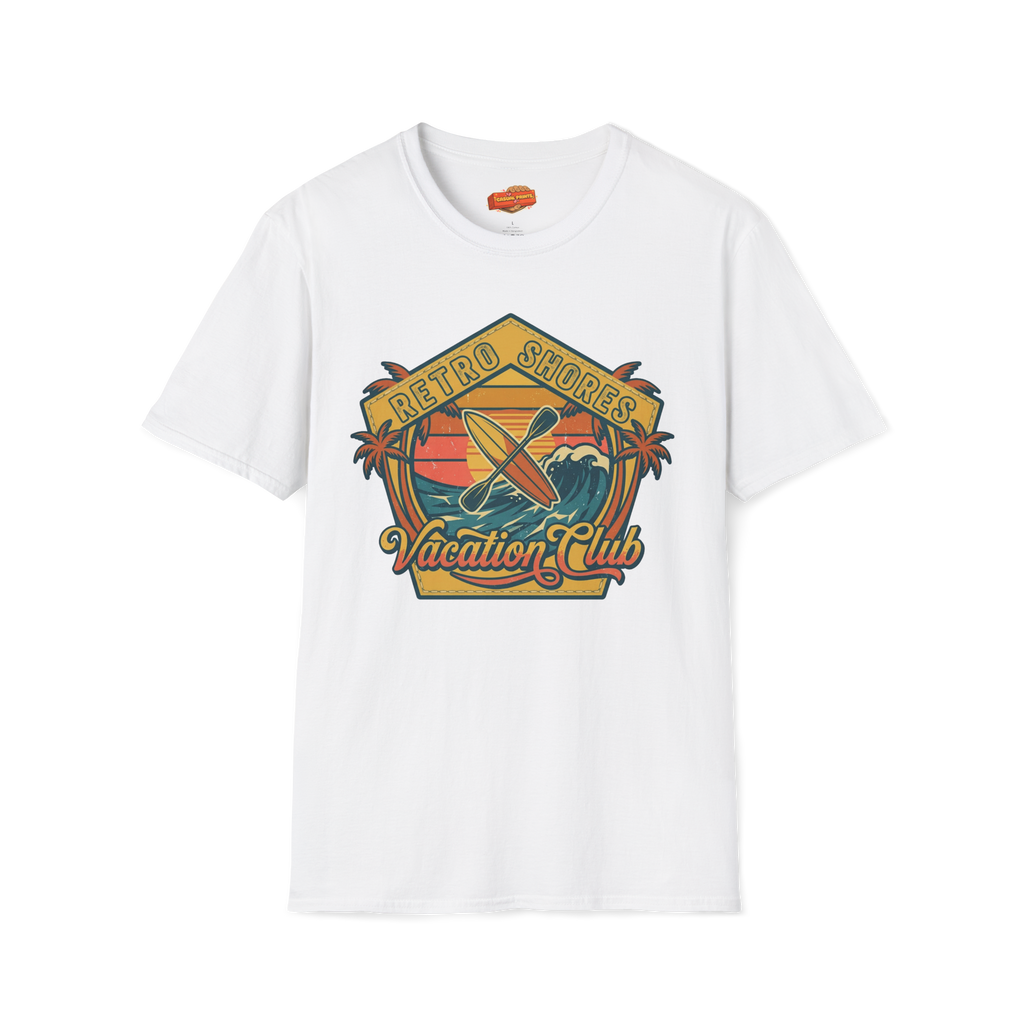 Retro Shores Surf T-Shirt — "Vacation Club" Vintage Beach Graphic