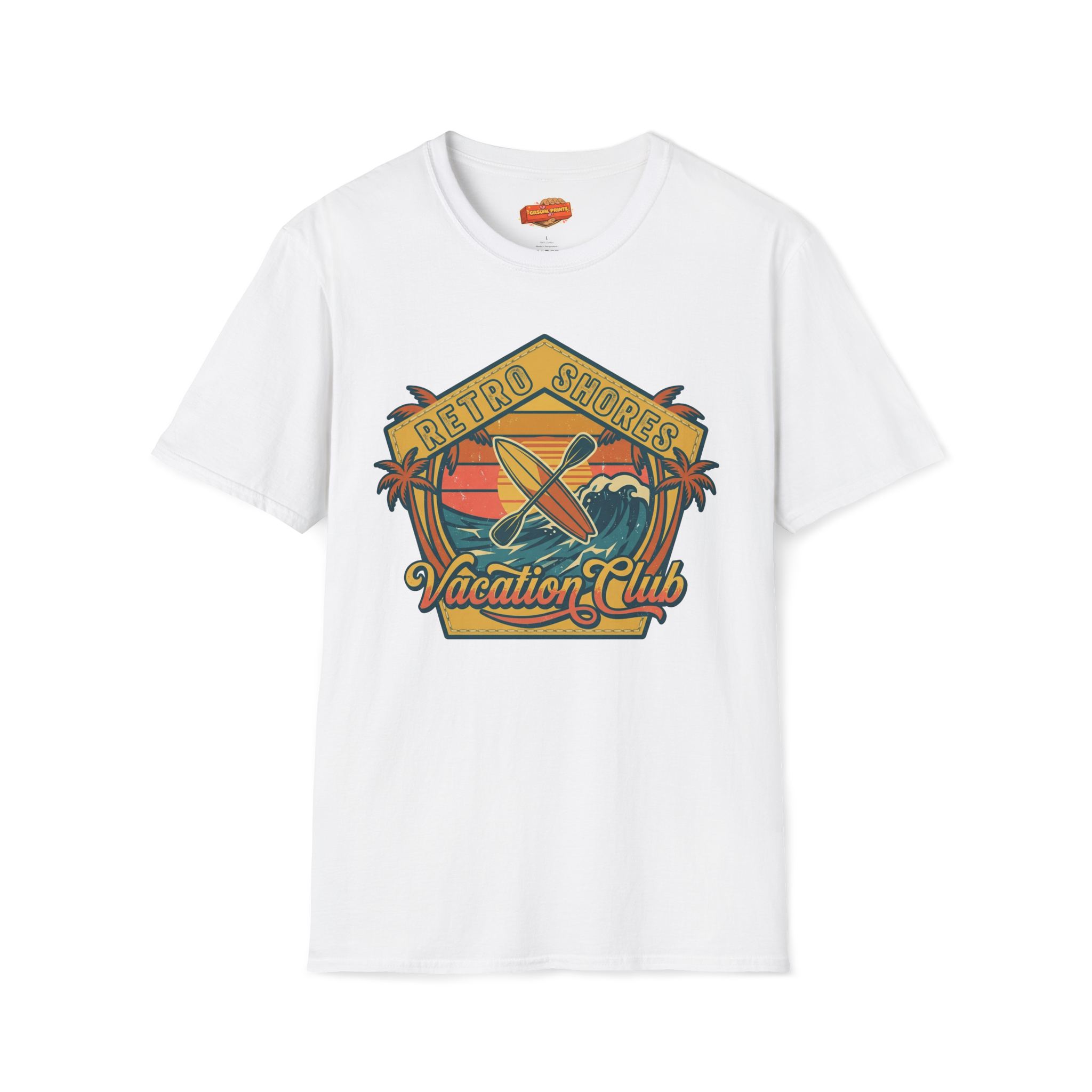 Retro Shores Surf T-Shirt — "Vacation Club" Vintage Beach Graphic