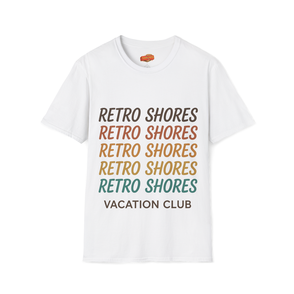 Retro Shores Vacation Club T-Shirt — Vintage Retro Graphic