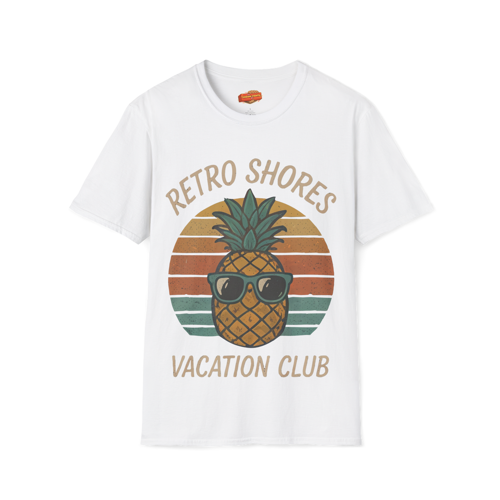 Retro Shores Vacation Club T-Shirt — Vintage Pineapple Beach
