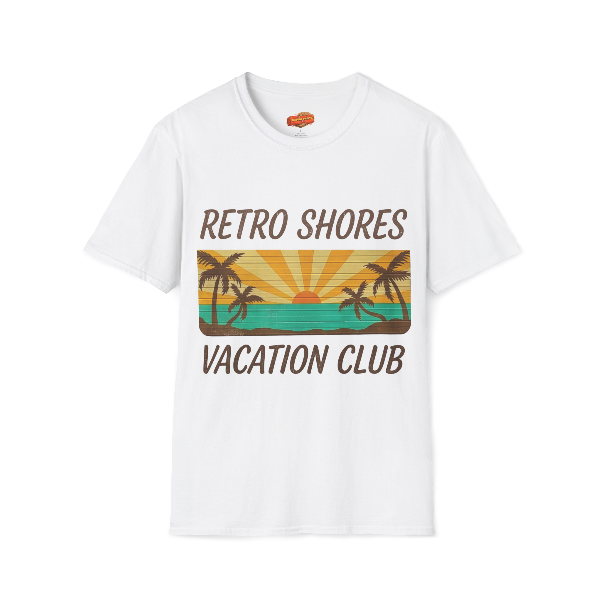Retro Shores Vacation Club T-Shirt — Vintage Sunset Palms