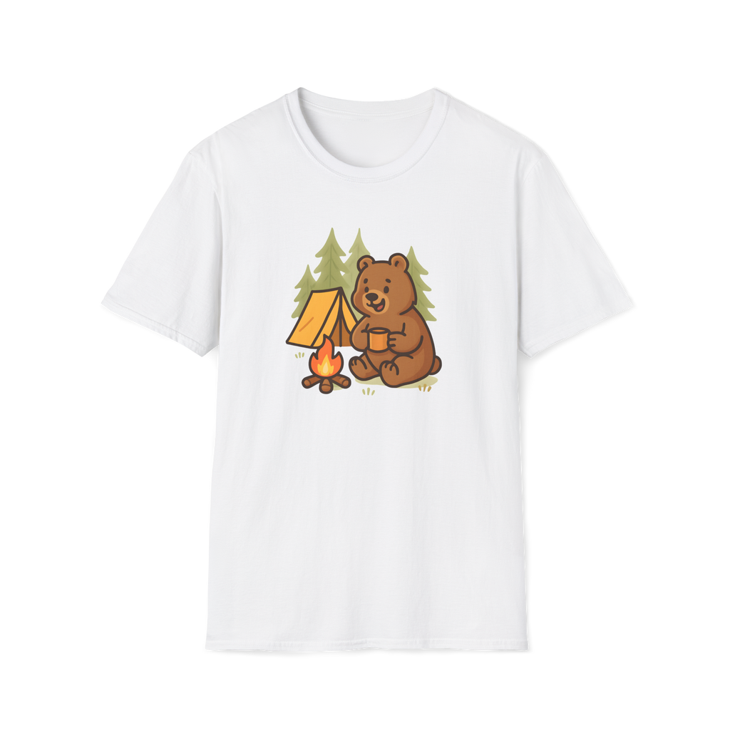 Camping Bear T-Shirt — Cute Campfire & Tent Graphic Tee