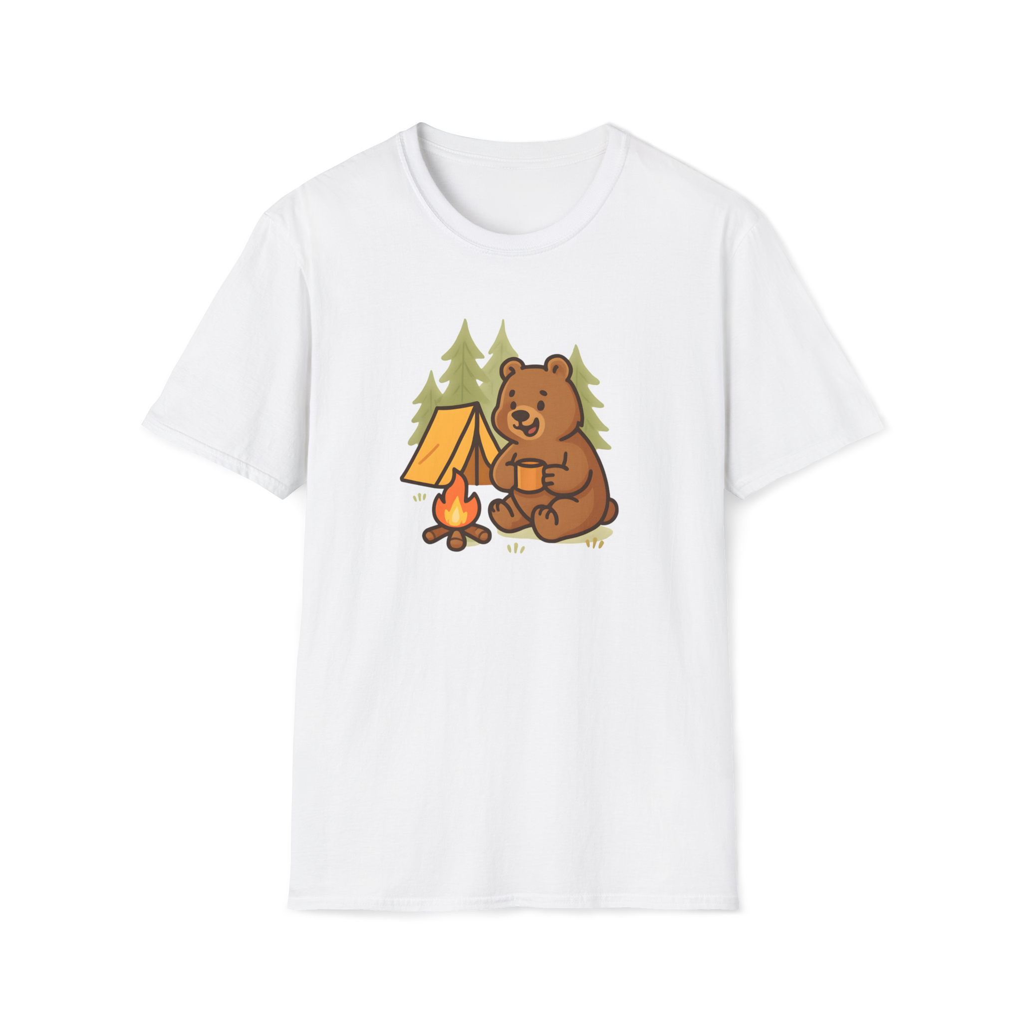 Camping Bear T-Shirt — Cute Campfire & Tent Graphic Tee