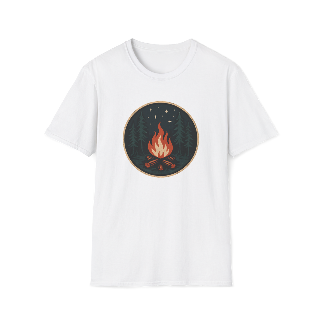 Campfire Night T-Shirt — Retro Forest Bonfire Graphic