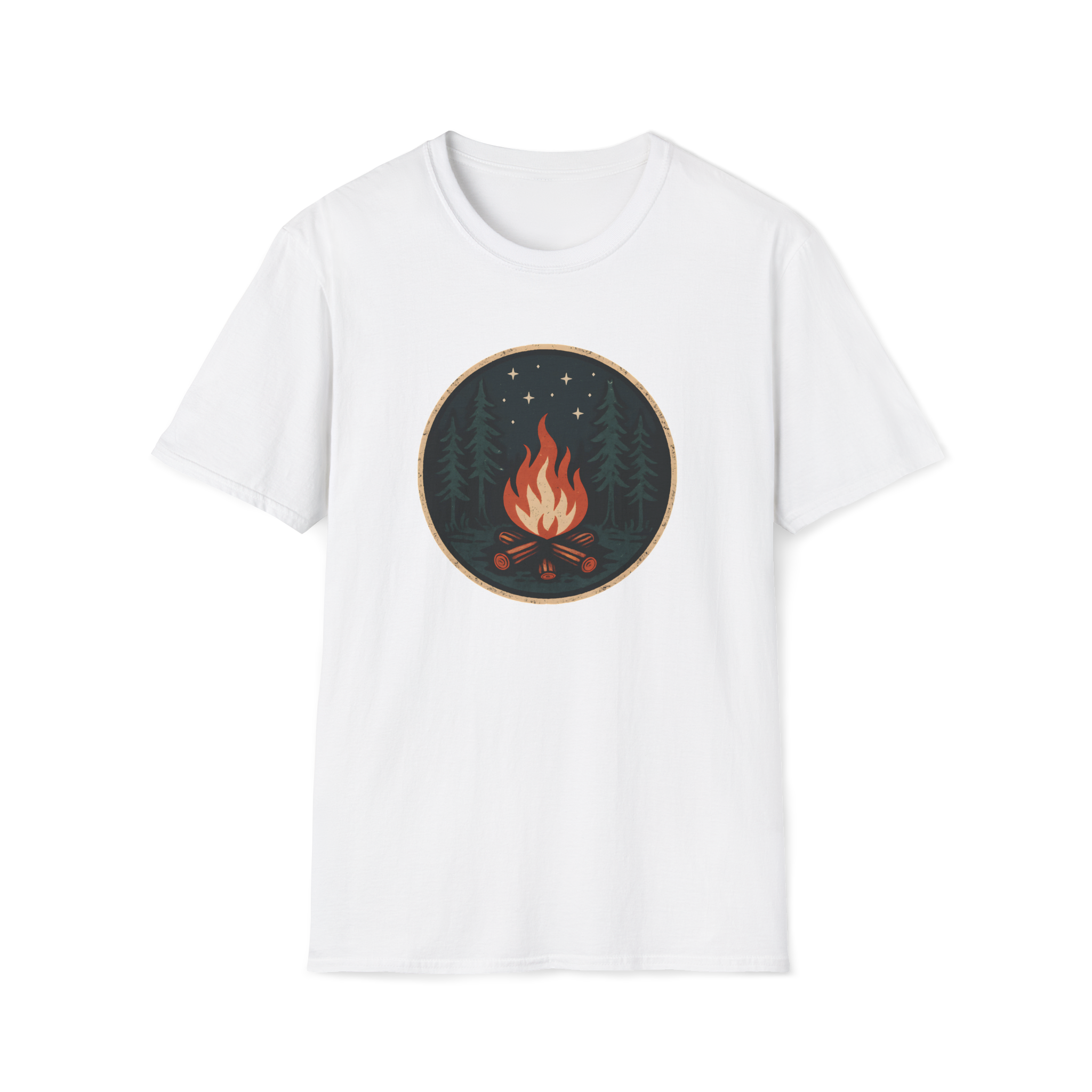 Campfire Night T-Shirt — Retro Forest Bonfire Graphic