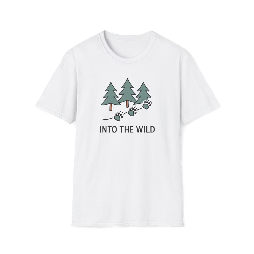 Into The Wild T-Shirt — Pine Trees & Paw Prints Outdoor