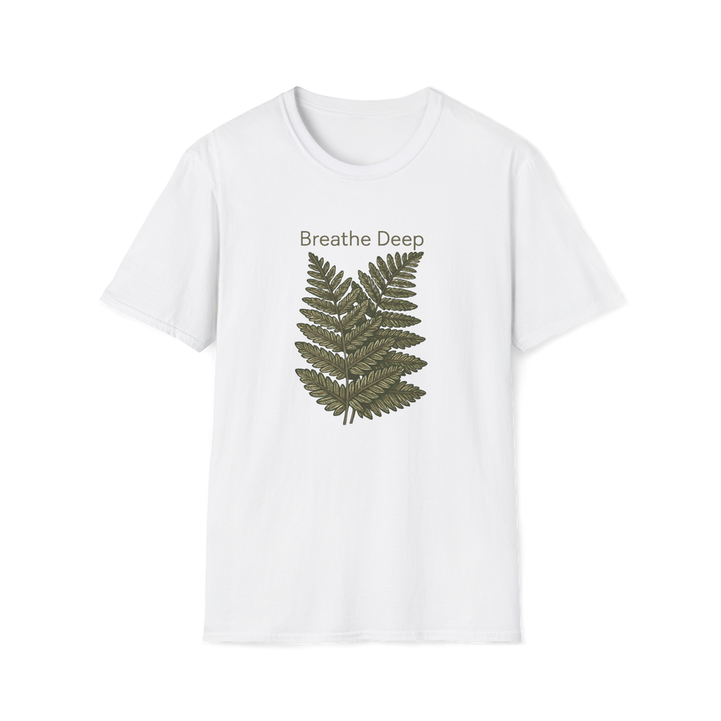 Breathe Deep Fern T-Shirt — Relaxing Botanical Graphic
