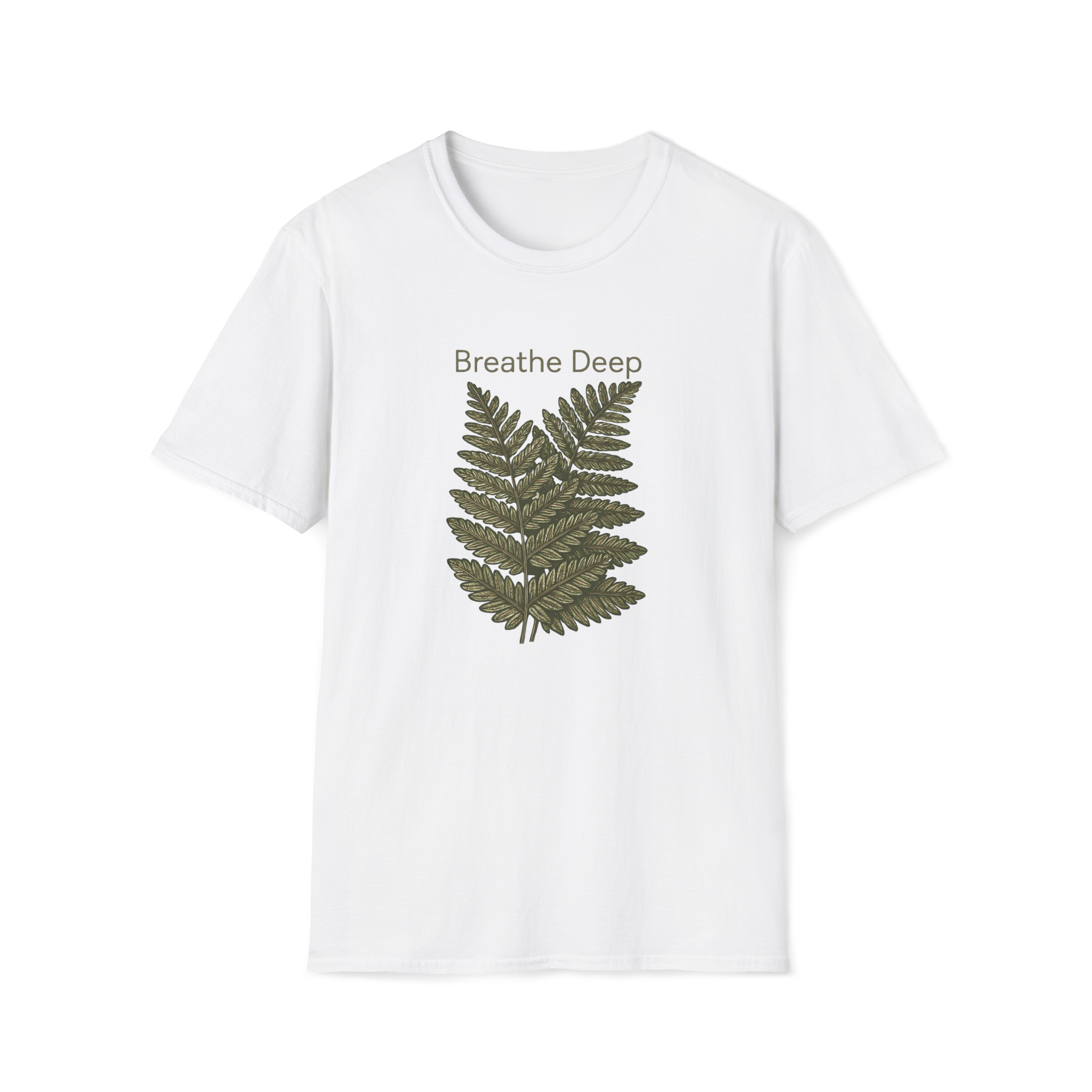 Breathe Deep Fern T-Shirt — Relaxing Botanical Graphic