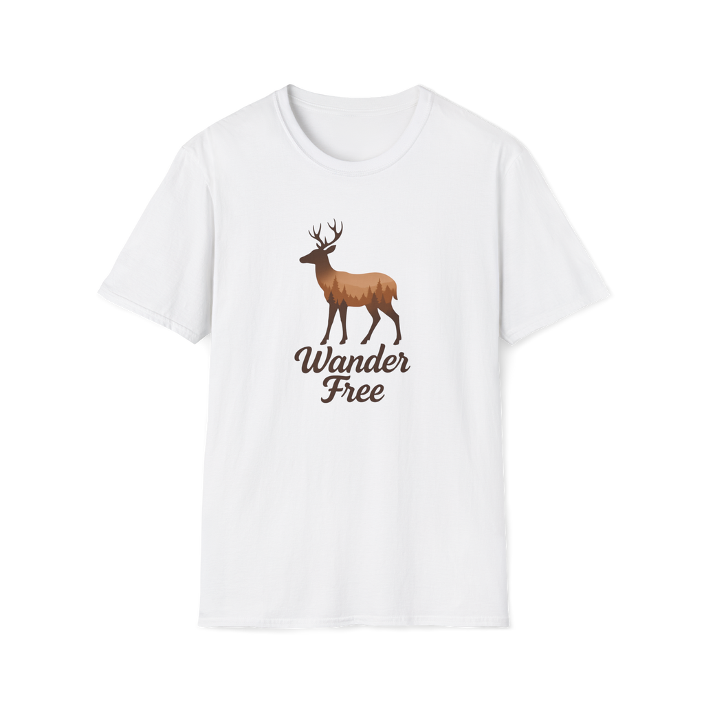 Wander Free Deer T-Shirt — Nature-Inspired Outdoor Graphic