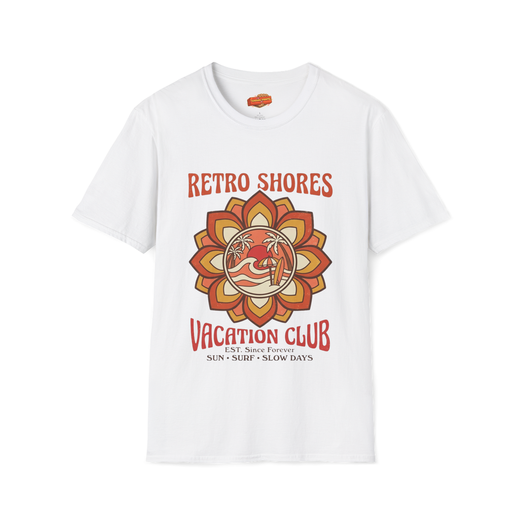 Retro Shores Vacation Club T-Shirt—Vintage Flower