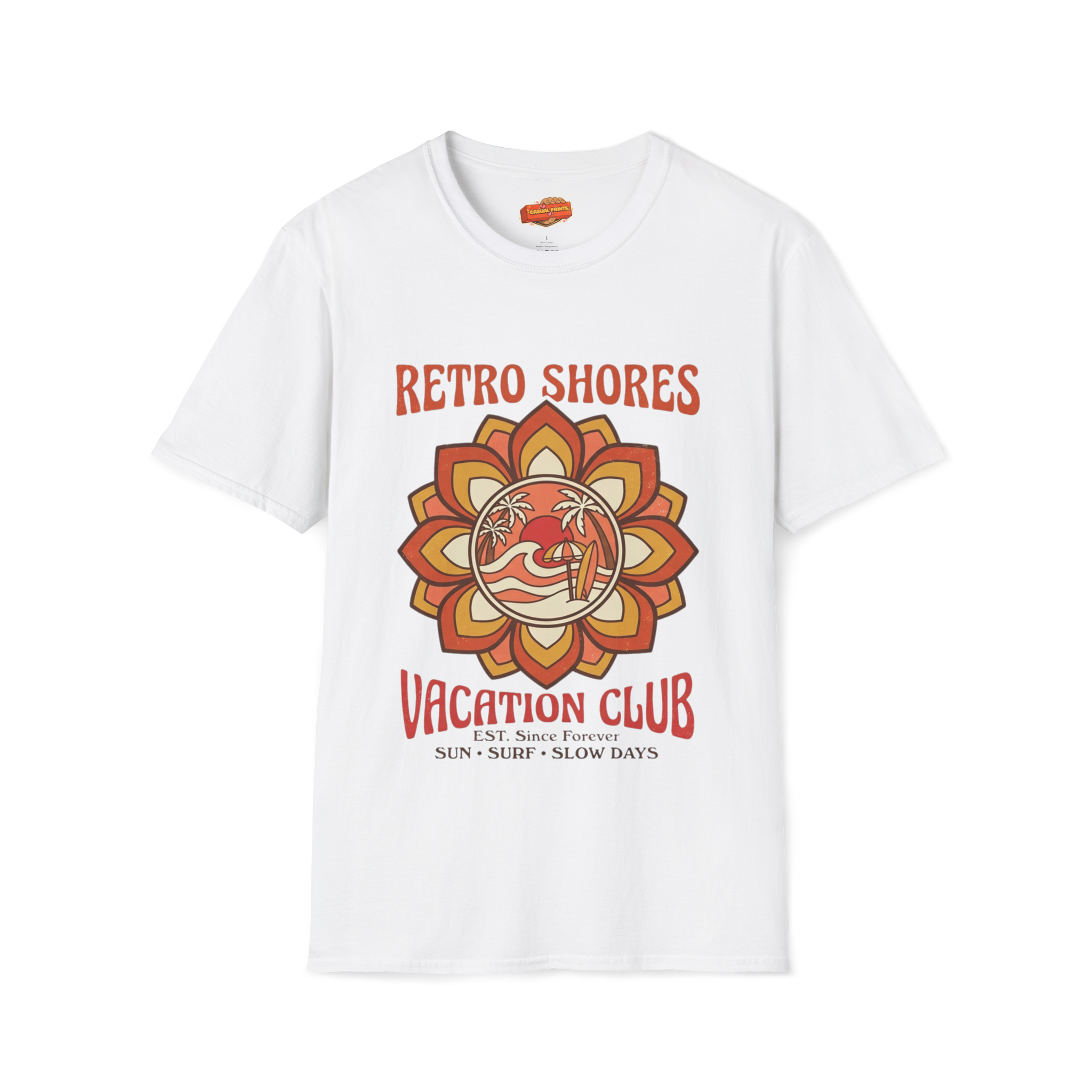 Retro Shores Vacation Club T-Shirt—Vintage Flower