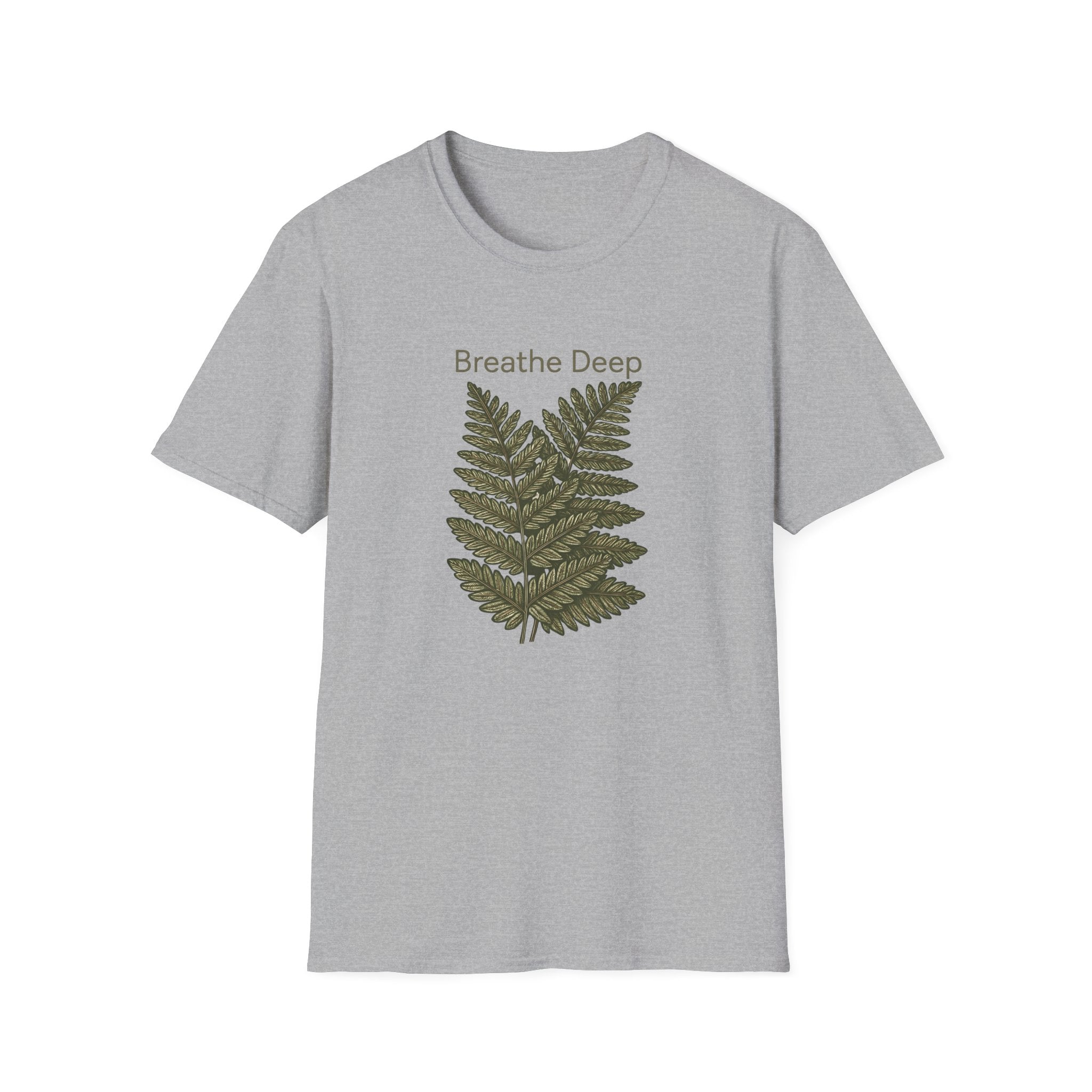 Breathe Deep Fern T-Shirt — Relaxing Botanical Graphic