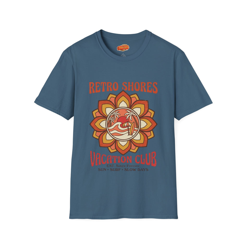 Retro Shores Vacation Club T-Shirt—Vintage Flower